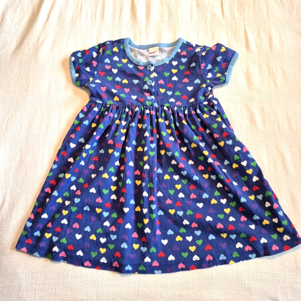 Hanna Andersson Navy Blue Heart Print Dress